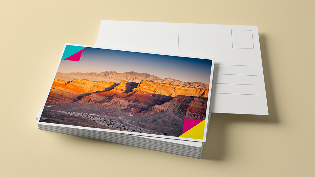 Premium postcards with the printed front and mailing back shown together